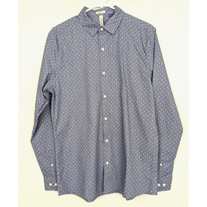 New Artefact sz S Tall Shirt blue floral print buttons long sleeves stretch 2019